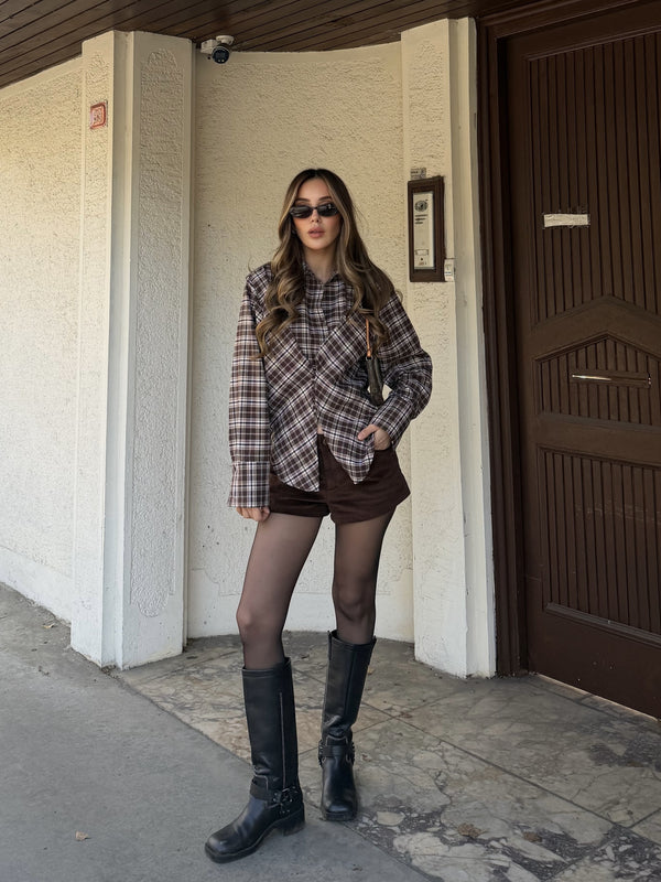 Ekru - Kahve Vogar Gömlek - 110241