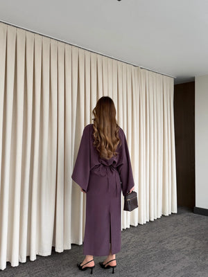 Mürdüm Yarasa Kol Modal Elbise - 5000